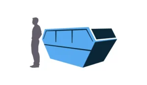 8 yard large skip size guide with man standing for measurement – A1 Budget Skips